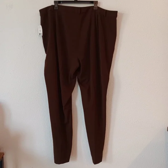Lauren Ralph Lauren Trouser Pants 22W Brown Womens Straight Wool Suede Details